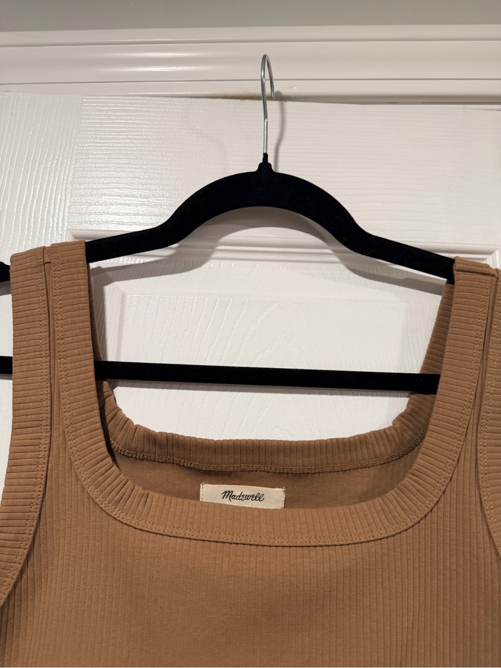 NWOT Madewell Ribbed Size M Brown Square Neck Crop Tank Top Fitted - Picture 4 of 10